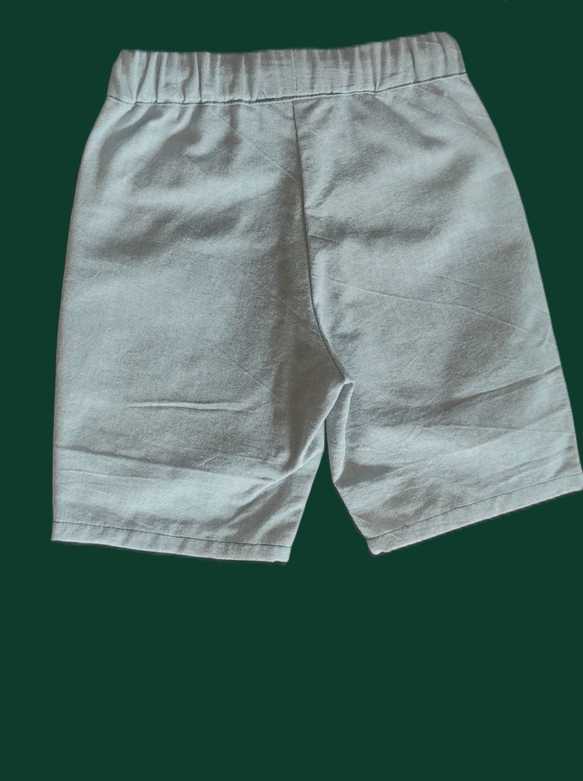 Short coton effet tweed vert