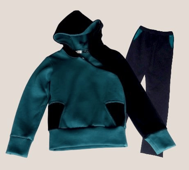 Jogging à capuche Vert et Noir ou Vert et Bleu Marine