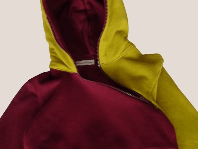 Jogging à capuche Bordeaux et Jaune