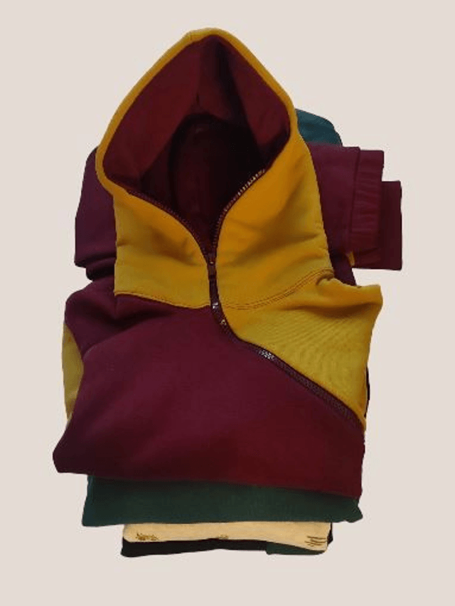 Jogging à capuche Bordeaux et Jaune